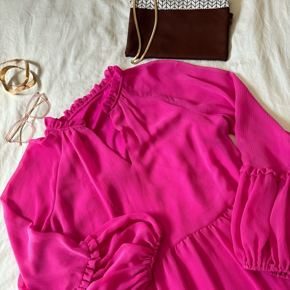 Hot Pink Tiered Dress, Large